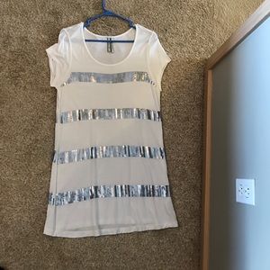 White and grey sparkle tshirt/tshirt dress