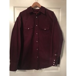 Burgundy Long Sleeve Pearl Snap