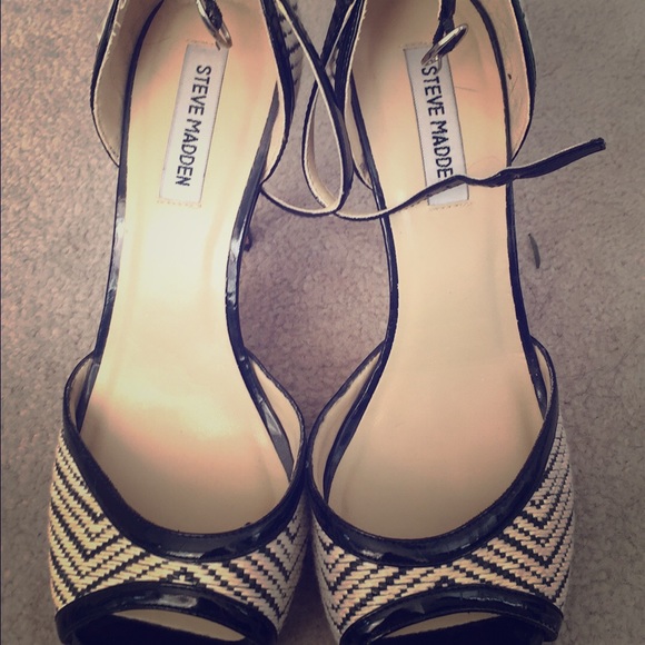 Black and White Fabric Steve Madden Stilettos