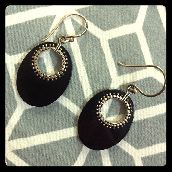 Simple elegance onyx Sterling silver earrings