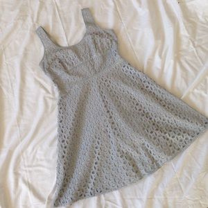 Pale blue eyelet A-line dress with empire waist