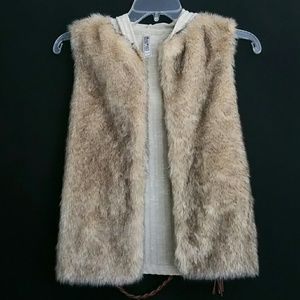 New Beautees Girls Faux Fur Belted Hoodie LG