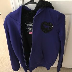 1 HOUR SALE.Ships 2day VS PINK PURPLE FUZZY JACKET
