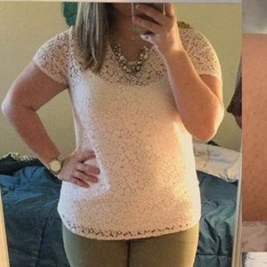 Pink lace short sleeve blouse