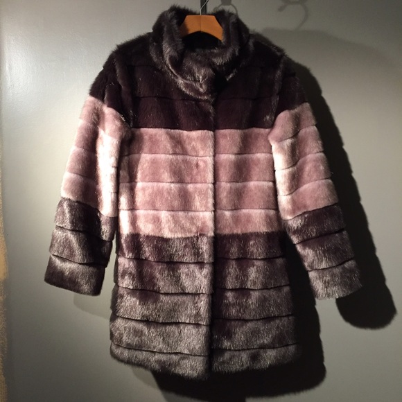 Via Spiga colorblock faux fur coat
