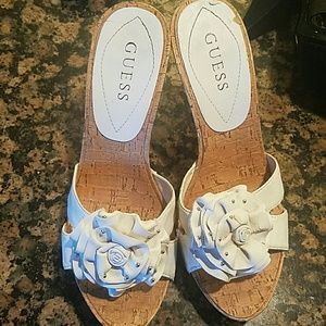 Guess white sandals/heels