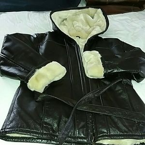 Women's dark brown leather coat