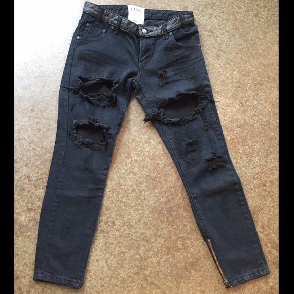 One Teaspoon Trashed Freebirds in Fox Black wash - Picture 3 of 4