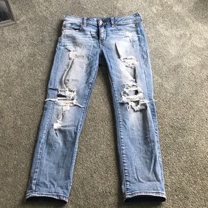 destroyed high-rise jegging crop jeans