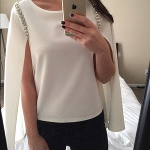 White sequin cape top