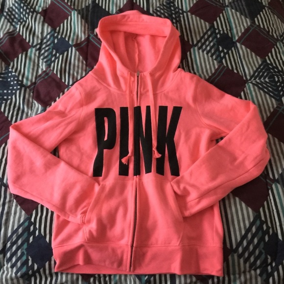 Victoria Secret Pink Coral Funnel Neck Hoodie