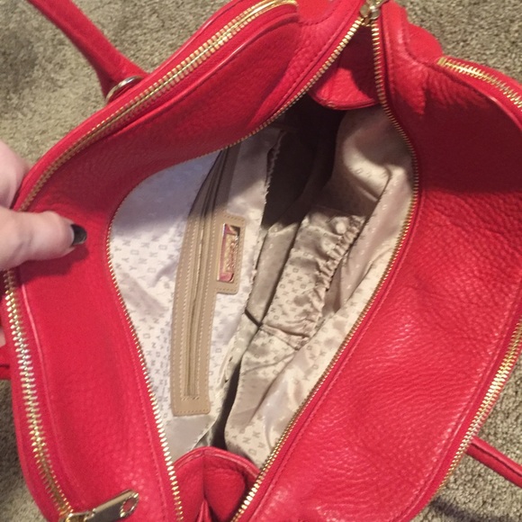 Red DKNY Tribeca triple zip satchel - Picture 3 of 4