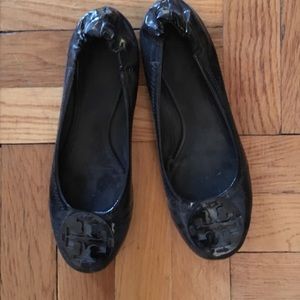 Black patent leather flats