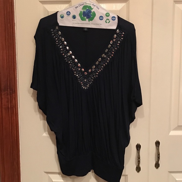 Navy blue size with silver embellishments blouse
