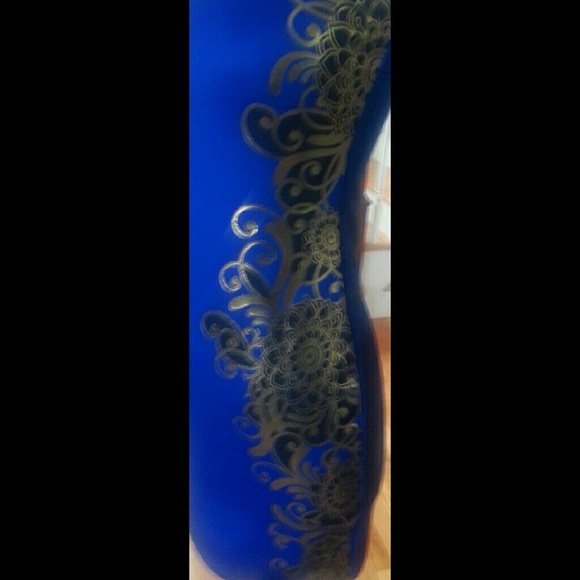 Signature Royal Blue Black & Gold Dress NWT - Picture 2 of 2