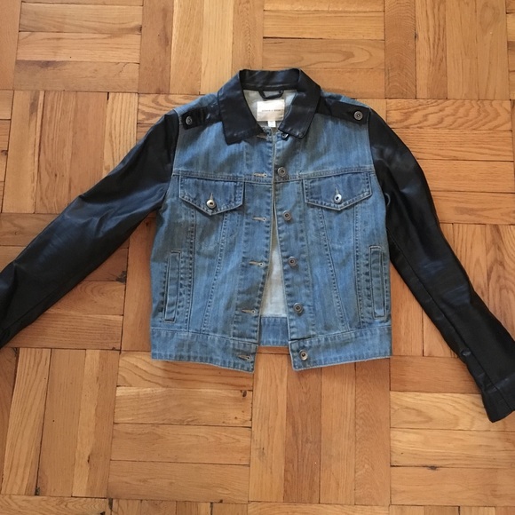 Vegan leather and jean jacket
