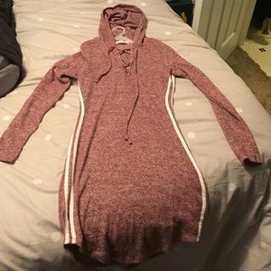 Burgundy tight fitted long sleeve dress