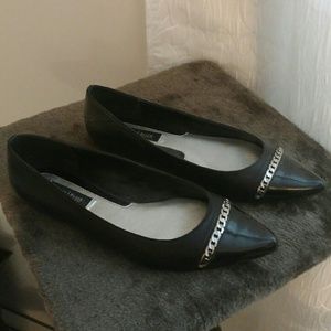 White House Black Market Shoes - Black leather flats with chain detail Size 8M White House Black Market Shoes - Black leather flats with chain detail Size 8M