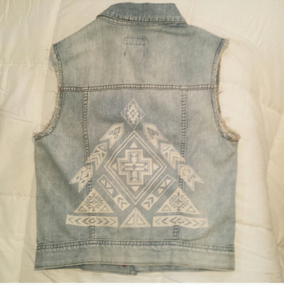 Bullhead Jackets & Blazers - Tribal print denim vest