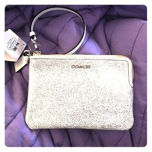 ON SALE NEW WITH TAGS!  silver COACH wristlet