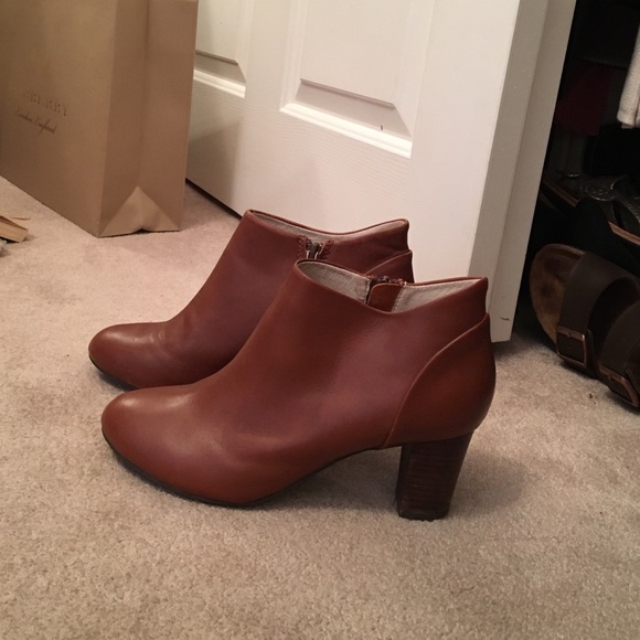 Brown leather ankle booties