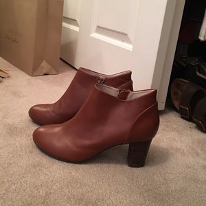 Brown leather ankle booties