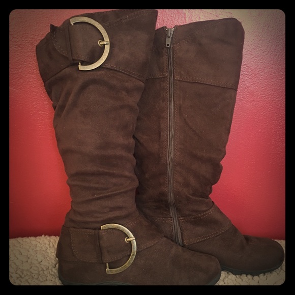 Brown suede boots