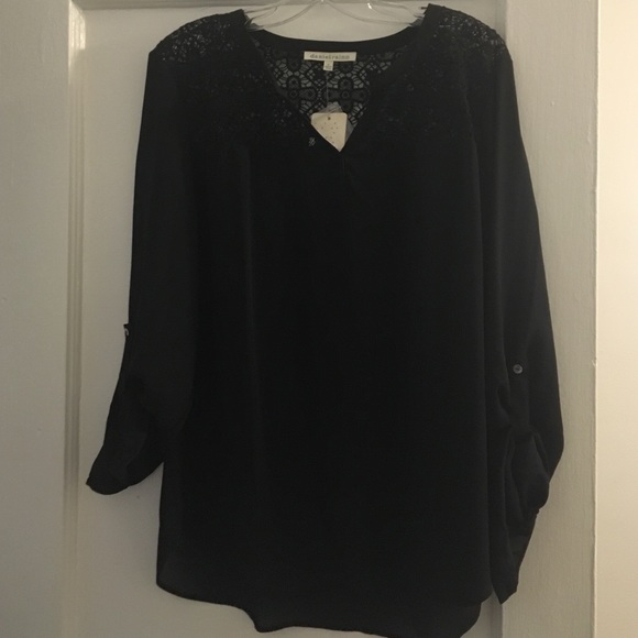 Black blouse with lace trim