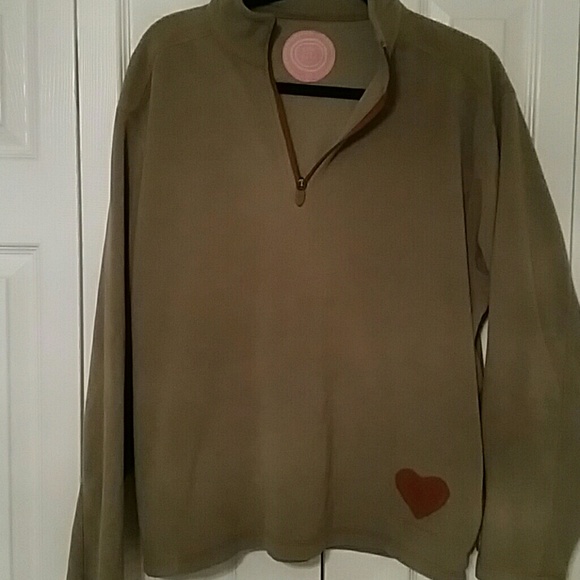 Olive green half zip fleece pullover