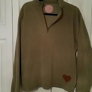 Olive green half zip fleece pullover