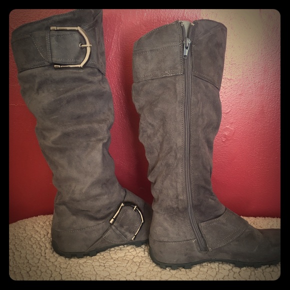 Grey suede boots