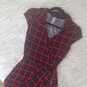 Blue and Red Wrap Dress