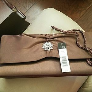 NWT brown satin evening bag