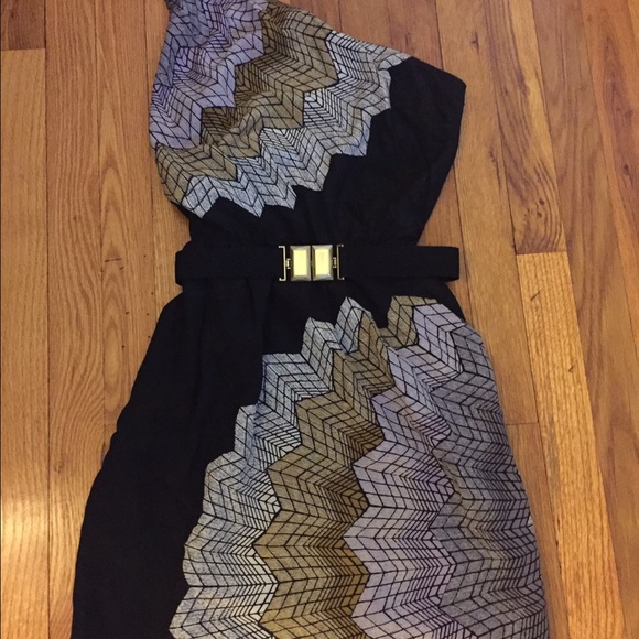 One shoulder printed BCBG Maxazria cocktail dress