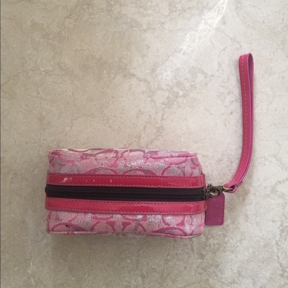 Pink Coach tie dye wristlet cosmetic travel bag - Picture 3 of 4