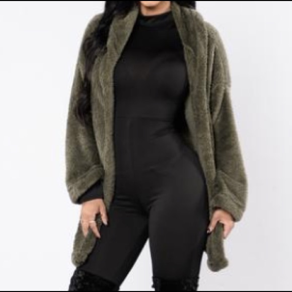 Fashion Nova Cuddle Season Jacket- Olive