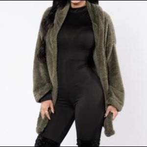Fashion Nova Cuddle Season Jacket- Olive