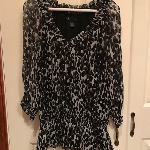 INC back and white blouse