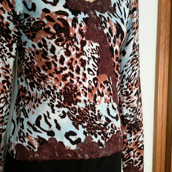 Fun Cache Leopard Print sweater Small - Picture 2 of 3