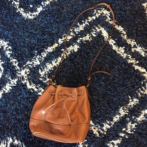 Banana Republic brown cognac bucket bag