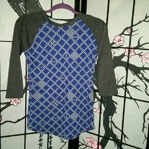 Super cute xxs Lularoe Randy Tee Blue, gray, white