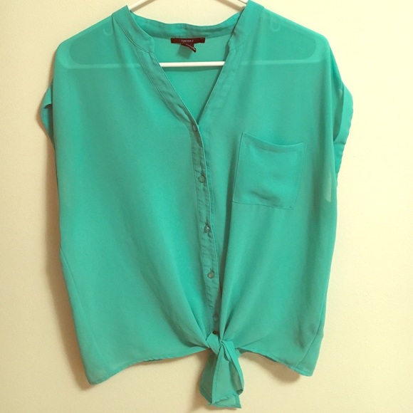 Sheeer Short Sleeve Blouse with Tie