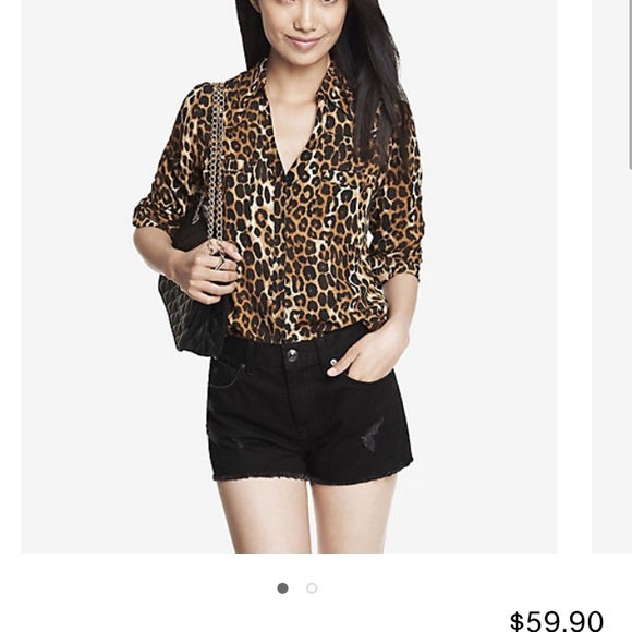 Leopard express button up blouse
