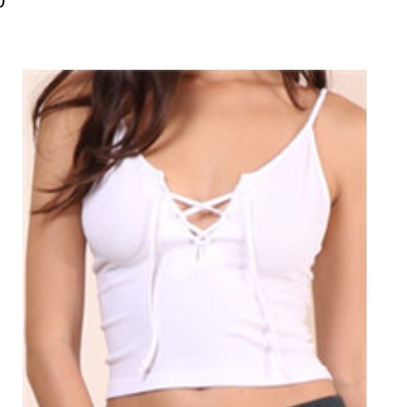white lace up crop top