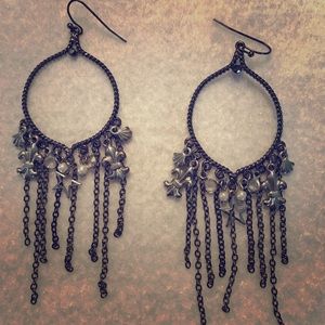 Metal Dangle fleur de lis with cross earring