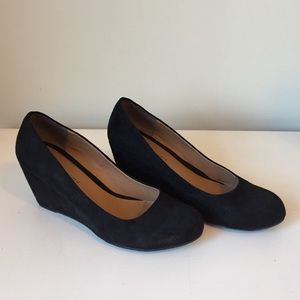 Black suede wedge