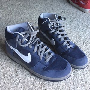 Navy leather Nike high-tops