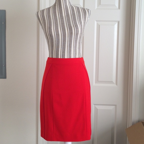 Really pretty red skirt with hot pink stripe.