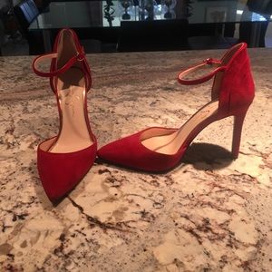 Red suede Jessica Simpson pumps