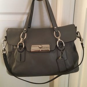COACH KRISTIN LEATHER SATCHEL-gray/silver hardware COACH KRISTIN LEATHER SATCHEL-gray/silver hardware